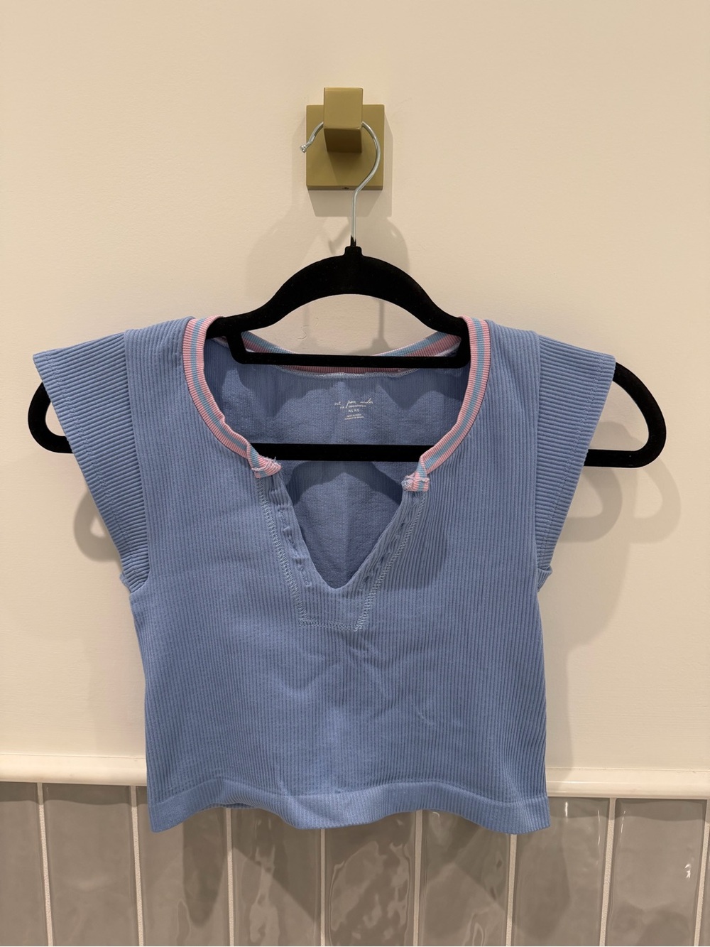Women’s Light Blue (with pink trim) “Out from Under” Urban Outfitters V-Neck Top